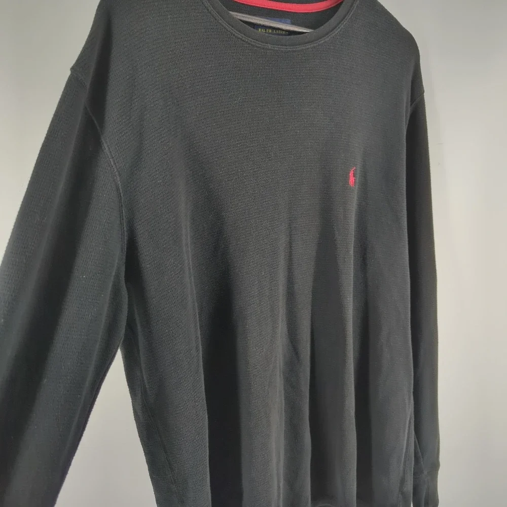 Polo Ralph Lauren Black Knit Thermal Sleepwear Shirt Mens XL Preppy PJ Sleep Top